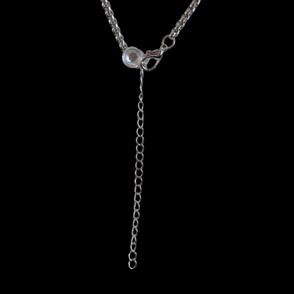 Silver Acorn Necklace With Rhinestones - Picture 4 of 4